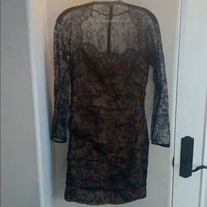 Carmen Marc Valvo black lace cocktail dress